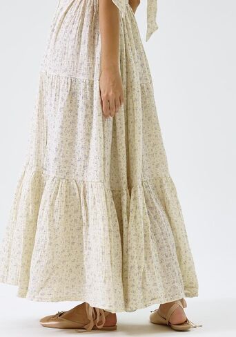 لا شيء يناسب ولكن فستان الحمل للسيدات مصنوع من القطن بنسبة 100% من Rue، فستان حمل طويل كاجوال مزين بالزهور لحفلات استقبال المولود الجديد in Kuwait