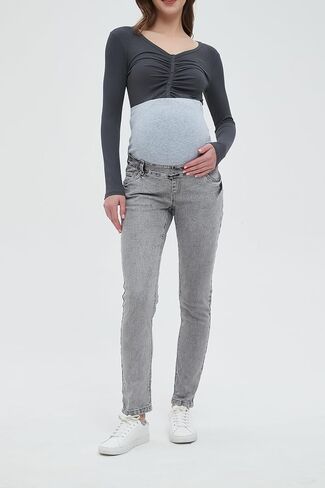 Women's Maternity Jeans Plus Size Over The Belly Pregnancy Pants Stretch Comfy Slim Denim Joggers in Saudi Arabia