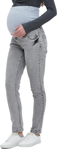 Women's Maternity Jeans Plus Size Over The Belly Pregnancy Pants Stretch Comfy Slim Denim Joggers in Saudi Arabia