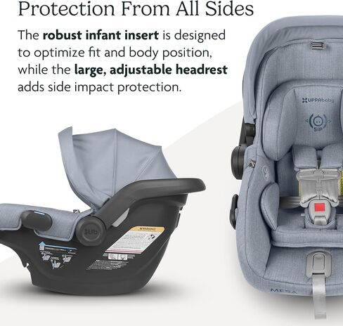 مقعد سيارة للرضع UPPAbaby Mesa V2 / سهل التركيب / تقنية SmartSecure المبتكرة / قاعدة + ملحق قوي للرضع متضمن / ملحق عربة الأطفال المباشر / Greyson (مزيج الفحم / صوف ميرينو) in Kuwait
