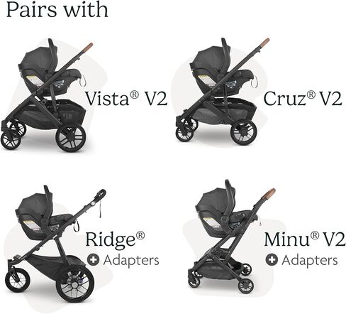 مقعد سيارة للرضع UPPAbaby Mesa V2 / سهل التركيب / تقنية SmartSecure المبتكرة / قاعدة + ملحق قوي للرضع متضمن / ملحق عربة الأطفال المباشر / Greyson (مزيج الفحم / صوف ميرينو) in Kuwait