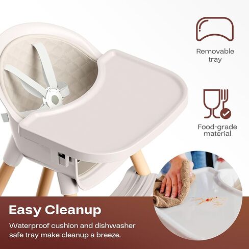Fodoss 3-in-1 Wooden High Chair for Babies and Toddlers,Convertible Easy Clean Infant Highchair,Modern Design Silla para Comer De Bebe in Saudi Arabia