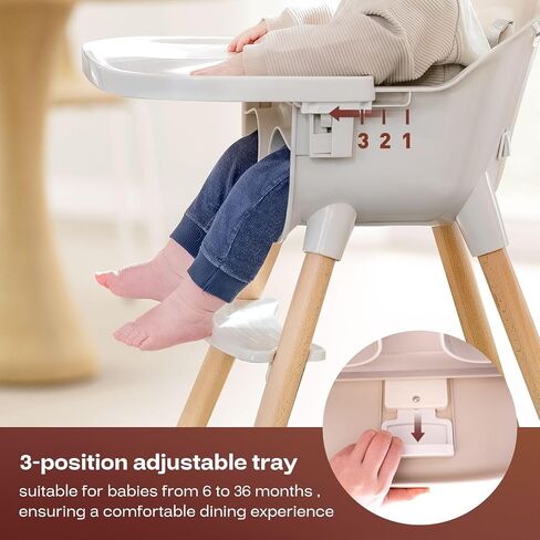 Fodoss 3-in-1 Wooden High Chair for Babies and Toddlers,Convertible Easy Clean Infant Highchair,Modern Design Silla para Comer De Bebe in Saudi Arabia