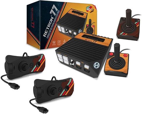 وحدة تحكم الألعاب Hyperkin Retron 77 Atari 2600 HD مع 2x وحدات تحكم Atari 2600 Premium + 2x Gamepad مع حزمة أدوات التحكم بقرص مجداف in Saudi Arabia
