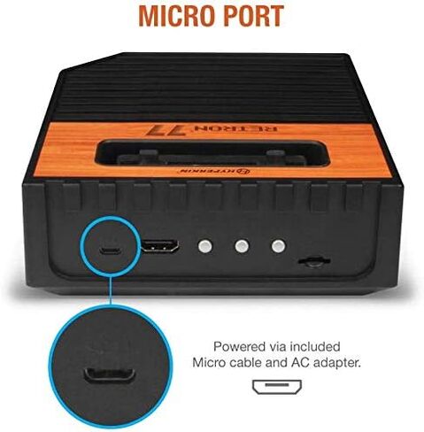 وحدة تحكم الألعاب Hyperkin Retron 77 Atari 2600 HD مع 2x وحدات تحكم Atari 2600 Premium + 2x Gamepad مع حزمة أدوات التحكم بقرص مجداف in Saudi Arabia
