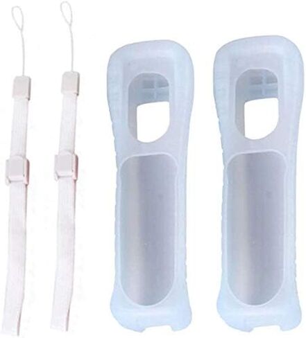 2 x Silicone Skin Case Cover with Wrist Strap for Wii Remote Controller (Red+Blue) in Saudi Arabia