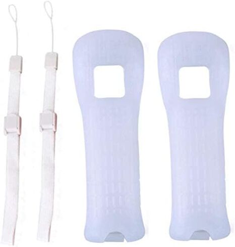 2 x Silicone Skin Case Cover with Wrist Strap for Wii Remote Controller (Red+Blue) in Saudi Arabia