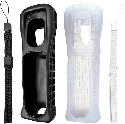 2 x Silicone Skin Case Cover with Wrist Strap for Wii Remote Controller (Red+Blue) in Saudi Arabia