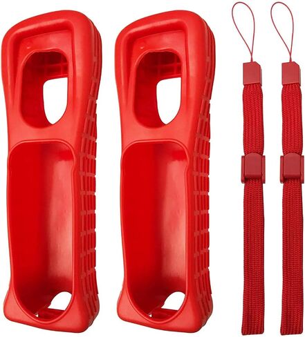 2 x Silicone Skin Case Cover with Wrist Strap for Wii Remote Controller (Red+Blue) in Saudi Arabia