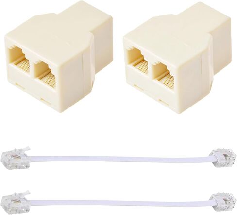 RJ11 دوبلكس الجدار مهايئ الرافعة المزدوج خط الهاتف الموزع الجدار جاك المقابس 1 إلى 2 وحدات محول محول in Kuwait
