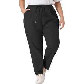 Agnes Orinda Plus Size Pants for Women Straight Leg Drawstring Elastic Work Loose Comfy Trousers with Pockets in Saudi Arabia