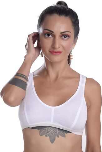 Generic Women Everyday Non Padded Cotton White Sports Bra in Saudi Arabia