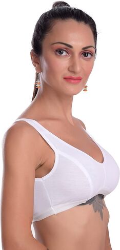 Generic Women Everyday Non Padded Cotton White Sports Bra in Saudi Arabia
