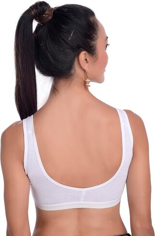 Generic Women Everyday Non Padded Cotton White Sports Bra in Saudi Arabia
