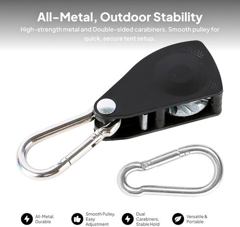 Ratchet Pulley System Ratcheting Tie Down 1/4" Rope Tensioning Tool Heavy Duty Rope Tightener Ratchet Rope Hanger for Outdoor, Black in Kuwait