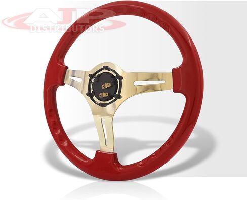 موزعو AJP عالمي 350 مم 14 "6 ثقوب البراغي عجلة القيادة الثقيلة مع زر القرن ، JDM VIP 3 يتحدث الألومنيوم الأسود مع تقليم أخضر in Saudi Arabia