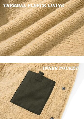 TACVASEN Men's Winter Jacket Sherpa Fleece Lined Cargo Coat Warm Thick Trucker Jacket with Multi Pockets in Kuwait