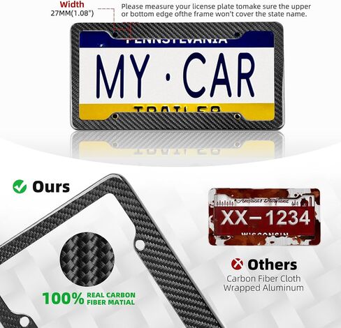 License Plate Frame for Motorcycle with Screws Nuts Caps, 1 Pack for Moto Moped Motorbike Scooter Bike (100% Carbon Fiber Frame) in Saudi Arabia
