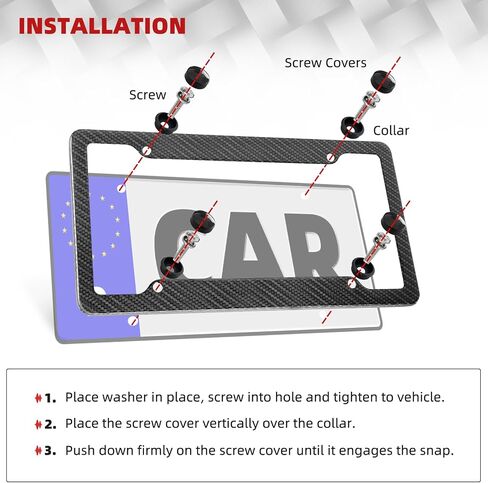 License Plate Frame for Motorcycle with Screws Nuts Caps, 1 Pack for Moto Moped Motorbike Scooter Bike (100% Carbon Fiber Frame) in Saudi Arabia
