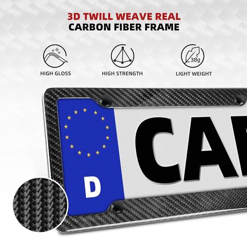 License Plate Frame for Motorcycle with Screws Nuts Caps, 1 Pack for Moto Moped Motorbike Scooter Bike (100% Carbon Fiber Frame) in Saudi Arabia