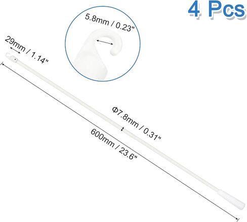 استبدال عصا أعمى Uxcell مع الخطاف ، 2pcs 24 "الألياف الزجاجية الطويلة أعمى عصا مع خطاف بلاستيكي وقبضة ، عصا قضيب الأعمى العمودي للنافذة الافتتاحية العصا العمياء (أبيض) in Kuwait