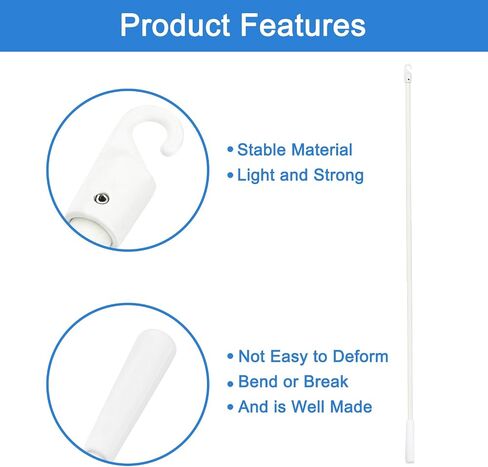 استبدال عصا أعمى Uxcell مع الخطاف ، 2pcs 24 "الألياف الزجاجية الطويلة أعمى عصا مع خطاف بلاستيكي وقبضة ، عصا قضيب الأعمى العمودي للنافذة الافتتاحية العصا العمياء (أبيض) in Kuwait