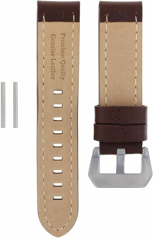 Ewatchparts 24mm Pam Leather Watch Band Strap Compatible With Panerai Marina Radiomir GMT Dark Brown With White Stitching in Saudi Arabia