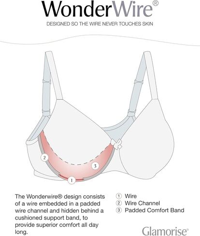 Glamorise Womens Women's Figure Figure Sexy Stretch Lace Wonderwire Bra #9850 in Kuwait