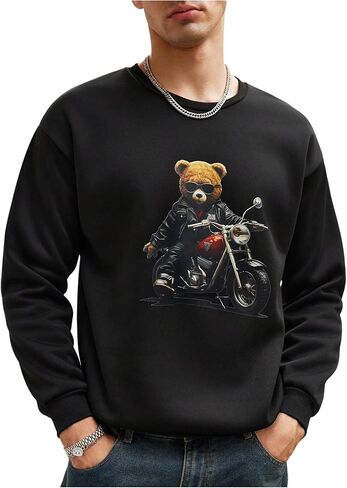 SOLY HUX Sweatshirts for Men Animal Graphic Crew Neck Drop Shoulder Long Sleeve Pullover Tops in Saudi Arabia