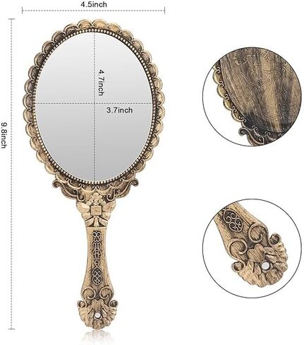 YUSONG 36 Pcs Vintage Handheld Mirror for Makeup - Travel Handle Mirrors for Women Gold Embossed Flower Portable Princess Mirror Tabletop Party Classroom in Saudi Arabia