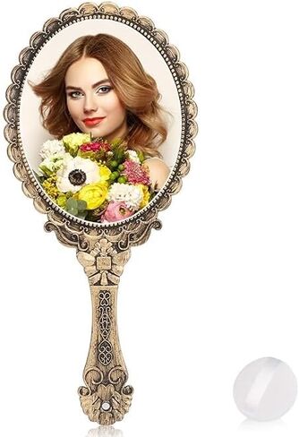 YUSONG 36 Pcs Vintage Handheld Mirror for Makeup - Travel Handle Mirrors for Women Gold Embossed Flower Portable Princess Mirror Tabletop Party Classroom in Saudi Arabia