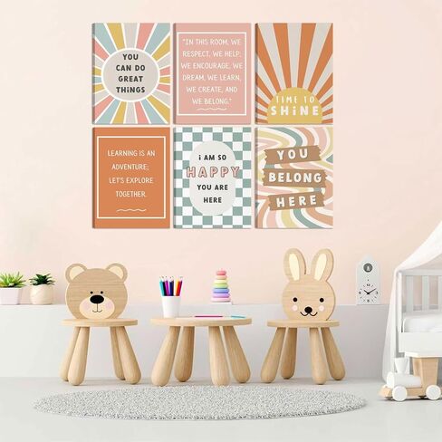 6Pcs Boho Inspirational Posters Wall Art Positive Affirmations Growth Mindset Canvas Wall Decor Pictures Modern Classroom School Posters Wall Prints for Children's Room nursery School 8x10in Unframed in Saudi Arabia