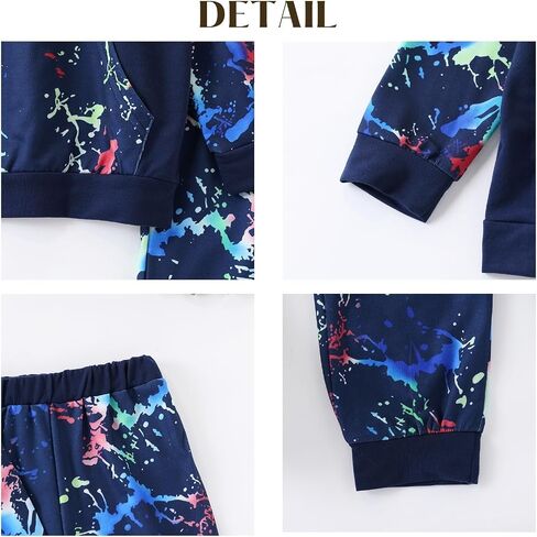 Tween Boys Clothing 2 قطعة الزي بويز ربطة عنق صباغة هوديي +سراويل سروال سروال سقوط سقوط ملابس غير رسمية in Kuwait