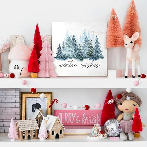 Mtrgdn Merry Christmas Sign,Winter Sign,Winter Welcome Decor,Christmas Decorations,Christmas Tree Sign Wood Plaque,Merry Christmas Sign for Table,Christmas Signs for Home Decor in Kuwait