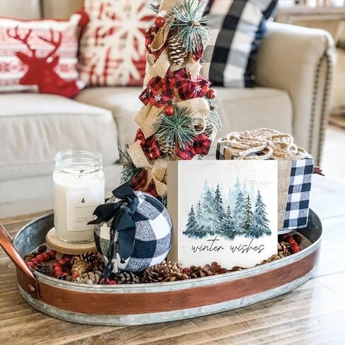 Mtrgdn Merry Christmas Sign,Winter Sign,Winter Welcome Decor,Christmas Decorations,Christmas Tree Sign Wood Plaque,Merry Christmas Sign for Table,Christmas Signs for Home Decor in Kuwait