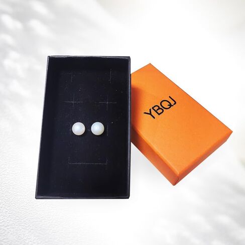 AAA+ Selected White Freshwater Pearl Stud Earrings for Women 925 Sterling Silver 14K Gold Plated Hypoallergenic 7-8mm Wedding Valentine's Day Gif in Saudi Arabia