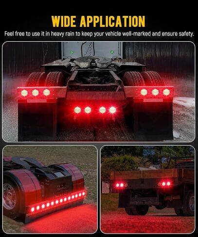 Partsam 4Pcs 4 Inch Round LED Trailer Tail Lights Red 24LEDs Waterproof 4" Brake Stop Turn Tail Marker Trailer Lights Sealed Flush Mount for Truck RV Boat UTE UTV 12V Grommet Plug Included in Saudi Arabia