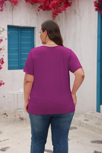 Women's Plus Size Scoop Neck Short Sleeve T Shirts Blouses Tops Casual Summer Blouse in Kuwait