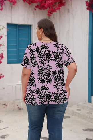 Women's Plus Size Scoop Neck Short Sleeve T Shirts Blouses Tops Casual Summer Blouse in Kuwait