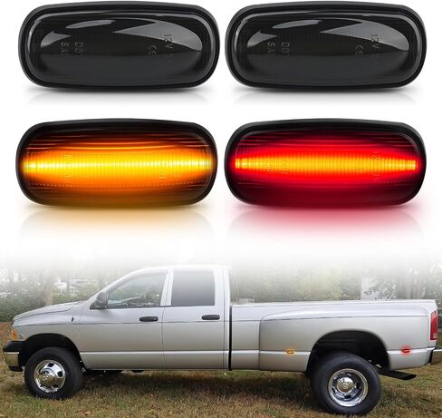 Bestview LED مصابيح العلامات الجانبية DILAY لعام 2003-2009 DODGE RAM 2500 3500 ، AMBER ＆ RED FRONTS PROKENT FENDER FENDER LAMP SESSIONISE ANCORIES ، عدسة مدخنة (حزمة 4) in Saudi Arabia
