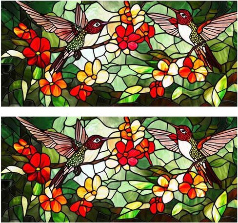 Window Privacy Film, 2Pcs Stained Glass Static Cling Window Sticker Uv Blocking Heat Cotrol Window Film for Home Office Living Room Bedroom Glass Windows Door Decor in Saudi Arabia