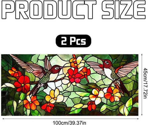 Window Privacy Film, 2Pcs Stained Glass Static Cling Window Sticker Uv Blocking Heat Cotrol Window Film for Home Office Living Room Bedroom Glass Windows Door Decor in Saudi Arabia