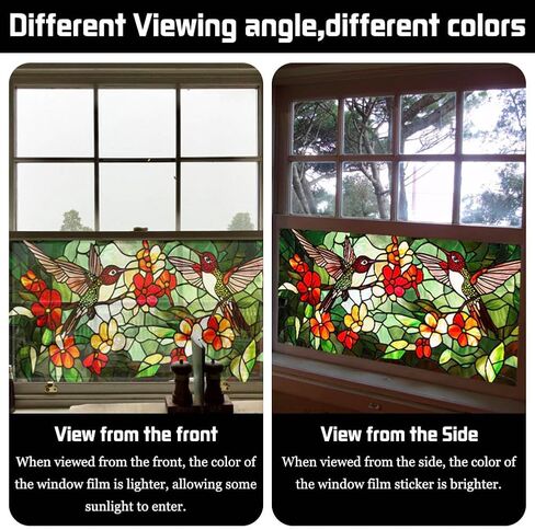 Window Privacy Film, 2Pcs Stained Glass Static Cling Window Sticker Uv Blocking Heat Cotrol Window Film for Home Office Living Room Bedroom Glass Windows Door Decor in Saudi Arabia