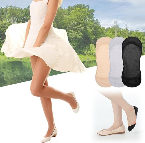 6 Pairs Thin No Show Socks, 8 × 3.4 Inch No Show Socks Women for Flats, Invisible Non Slip Ultra Low Cut Liner Hidden Sock for Women, Fits All Shoes (Black, Gray and Skin Color) in Saudi Arabia
