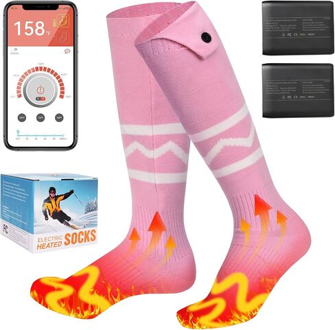 Heated Socks for Men Women with App Control, 8000mAh Battery Rechargeable, Electric Heating Warm Socks,360° Heating Warmth, Heated Toe Design, Foot Warmer for Skiing,Hiking, Hunting in Kuwait