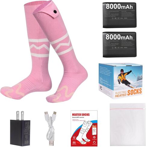 Heated Socks for Men Women with App Control, 8000mAh Battery Rechargeable, Electric Heating Warm Socks,360° Heating Warmth, Heated Toe Design, Foot Warmer for Skiing,Hiking, Hunting in Kuwait