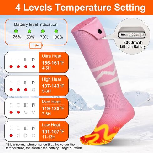 Heated Socks for Men Women with App Control, 8000mAh Battery Rechargeable, Electric Heating Warm Socks,360° Heating Warmth, Heated Toe Design, Foot Warmer for Skiing,Hiking, Hunting in Kuwait