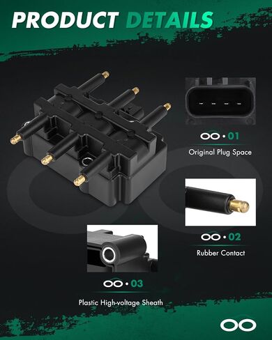 SCITOO Ignition Coil Coils Pack fits for Jeep for Wrangler 3.8L 2007-2009 for Dodge Grand Caravan 3.8L 2001-2010 for Chrysler Grand Voyager 3.8L 2001-2002 UF305 ‎C1442 UF-412 1 PCS in Saudi Arabia