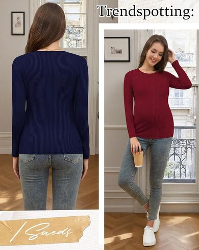Riyiper 3 Pack Women's Maternity Shirts Long Sleeve Ribbed Knit Pregnancy Tops Cotton Crewneck Tunic Tees Casual Fall Clothes in Saudi Arabia