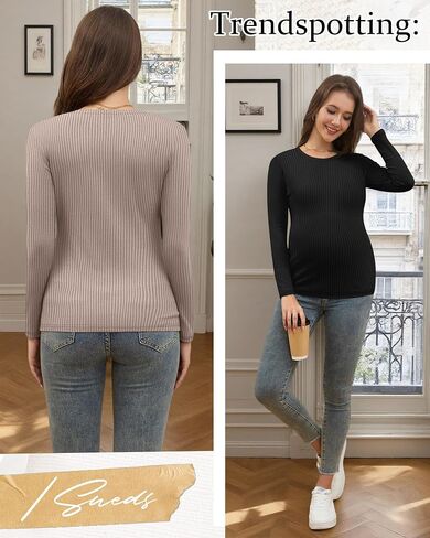 Riyiper 3 Pack Women's Maternity Shirts Long Sleeve Ribbed Knit Pregnancy Tops Cotton Crewneck Tunic Tees Casual Fall Clothes in Saudi Arabia